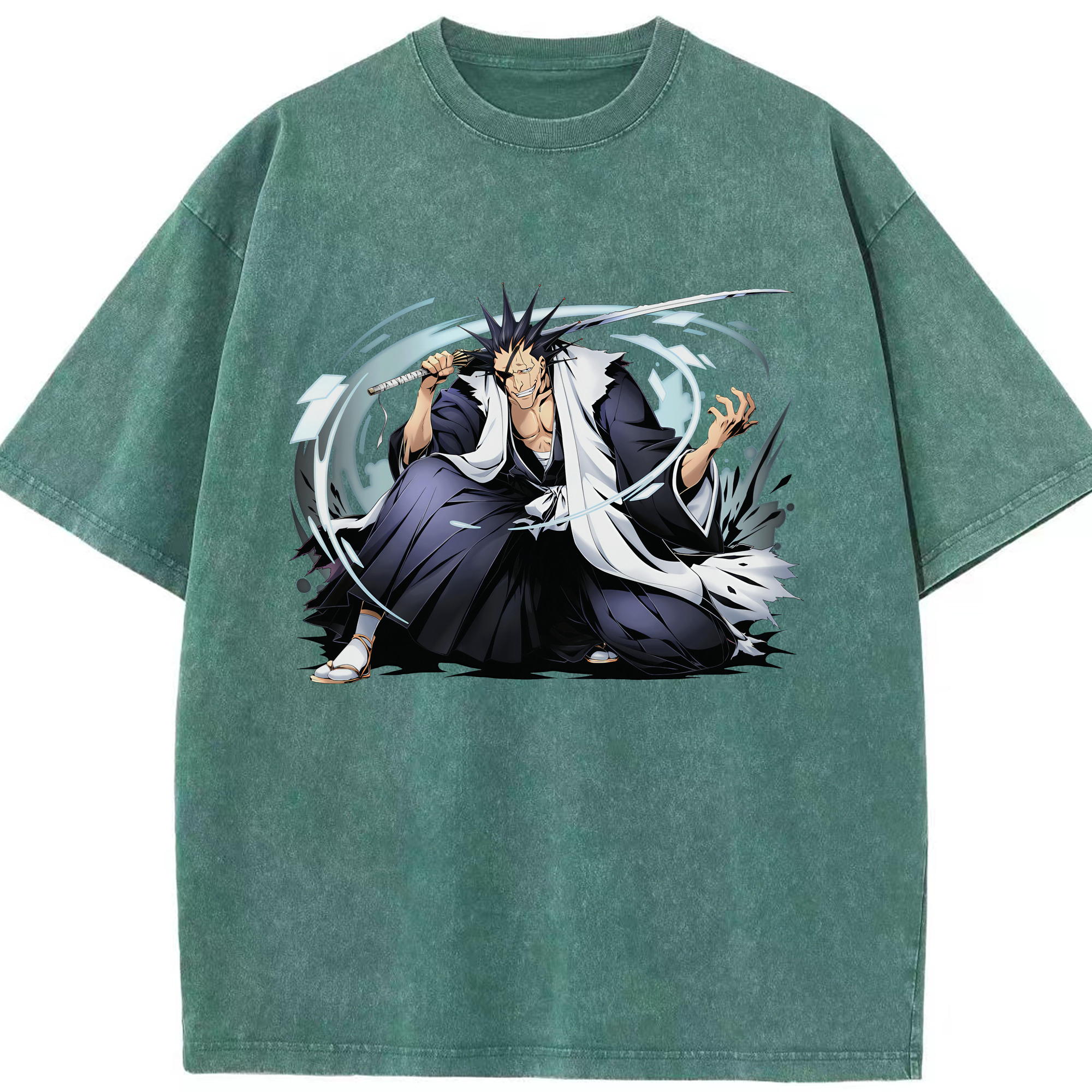 （画像用） ブリーチ ざらき けんぱち BLEACH Zaraki Kenpachi 綿100% ヴィンテージ風 半袖Tシャツ（フロントプリント）